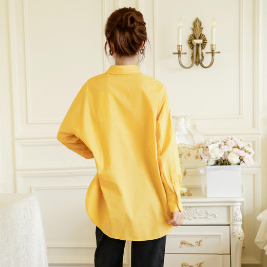 谜底印花衬衫长袖女2025秋季新款复古大廓形中长款衬衣257MC7717 商品图2