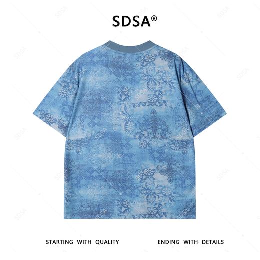 T4252SDSA夏季新款男士痞帅扎染亲肤设计圆领短袖T恤撞色百搭宽松上衣 商品图5