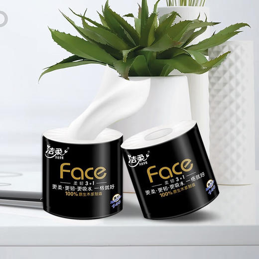 洁柔 黑Face有芯卷纸140g*10卷+赠布艺抽纸100抽6包新老随机 JR-079 商品图1