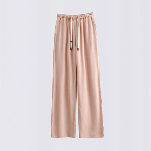 百媚生 棉亚麻女阔腿裤通勤直筒裤8240123 商品图1