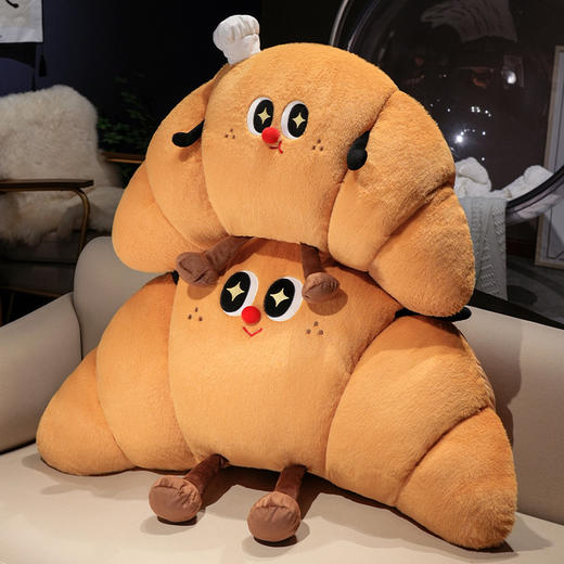 自然醒趣味牛角包床头大靠背沙发靠垫学生宿舍枕头床上看书护腰垫靠枕QYL 商品图13