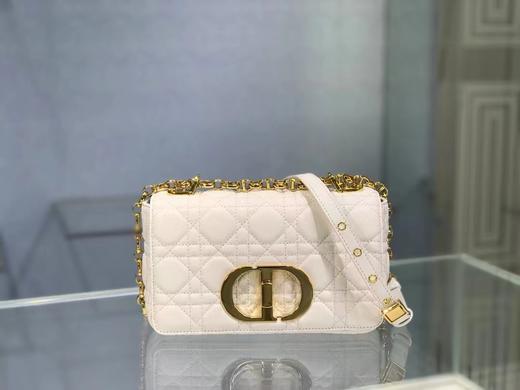 迪奥 Caro 藤格纹绗缝金属链条拼皮 柔软小牛皮 斜挎单肩包 女款 白色（LZ） 商品图4