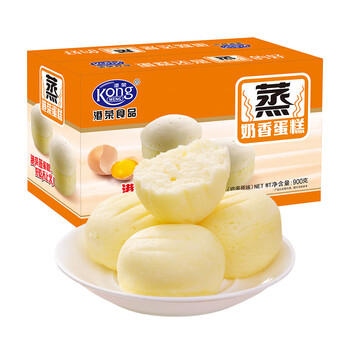 港荣蒸蛋糕纯鸡蛋原味900g早餐面包零食西式糕点纯蛋糕甜品礼品盒物箱 商品图0