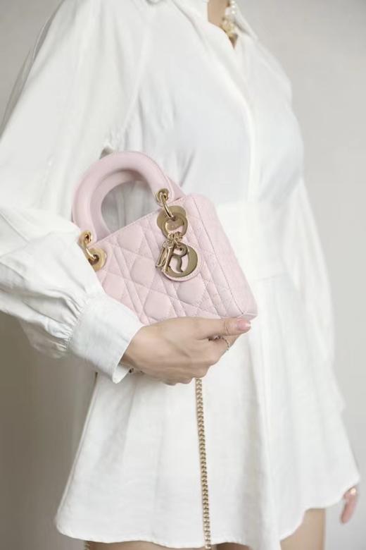 迪奥-Lady 粉色藤格纹漆GR原厂羊皮 mini 三格（LZ） 商品图8