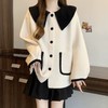 【YW】无忧购娃娃领撞色短款珍珠呢大衣女秋冬新款洋气外套小个子宽松加厚上衣8808(截单后3-5天发货） 商品缩略图2