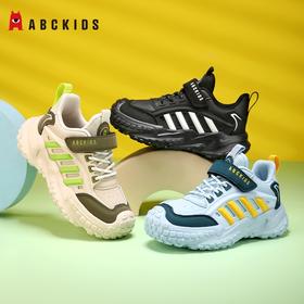 Abckids男童运动鞋新款中大童皮面防水儿童跑步鞋软底女童学生休闲鞋28-38