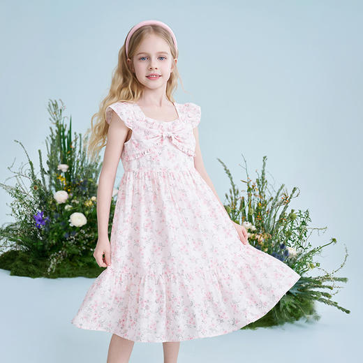 mettekids儿童连衣裙2025夏季新款女童法式淑女甜美裙碎花公主裙 商品图1