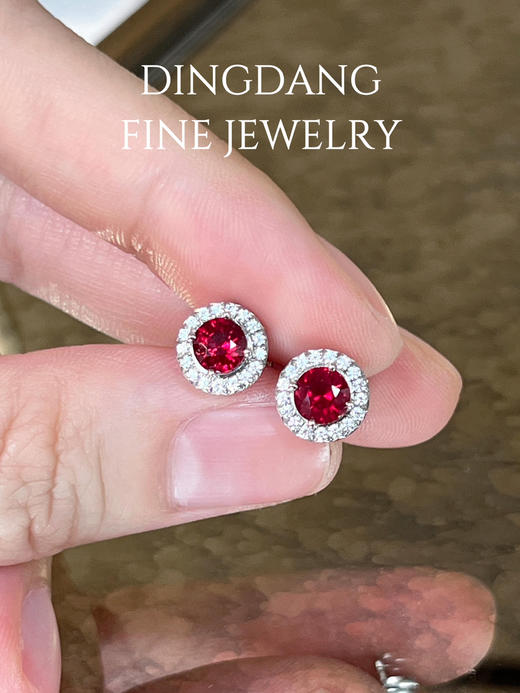 蒂芙尼 Soleste系列  铂金 红宝石 镶钻 耳钉 商品图3