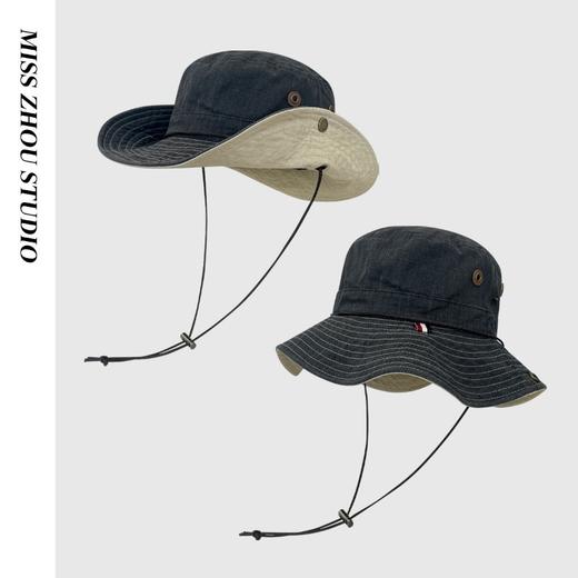 日系拼色~牛仔渔夫帽子女夏季复古百搭出游登山钓鱼防晒百搭盆帽 商品图7