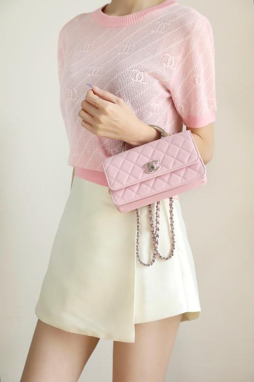 香奈儿 25P春夏 金属手柄风琴包 樱花粉（LZ） 商品图7