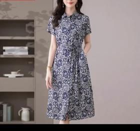 海尔曼斯2025年新款青花瓷连衣裙