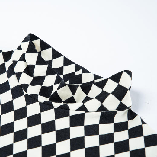 谜底半高领T恤长袖女2025秋季新款复古菱形格弹力打底衫257MT7711 商品图3