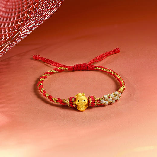 周六福黄金蛇手绳女3d硬金俏皮蛇宝定价生肖蛇本命年招财财神手绳 商品图2
