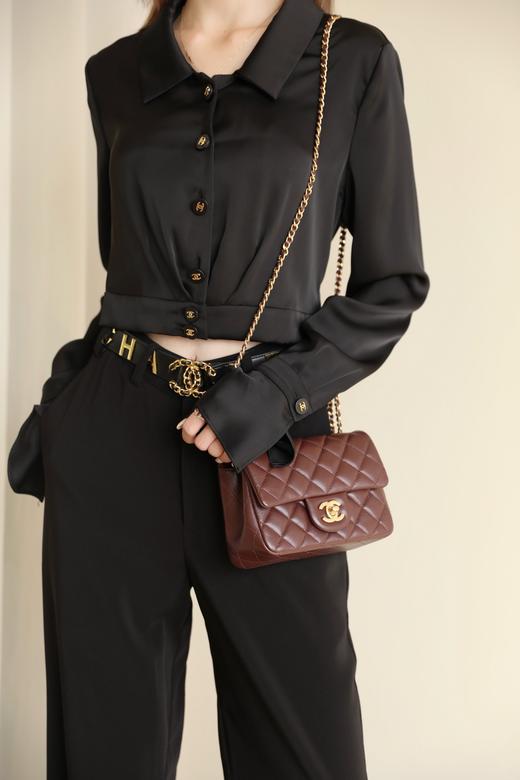 香奈儿  24K 新色金球方胖子 复古棕色 口盖包（LZ） 商品图8