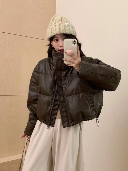 【YW】无忧购免洗pu皮羽绒棉服女短款冬季立领面包服小个子肯豆外套6816（截单后3-5天发货） 商品图0