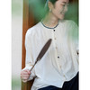 牧衣游原创 打条汉麻棉衬衫新品通勤轻薄白色休闲百搭衬衣 未眠夜 商品缩略图3