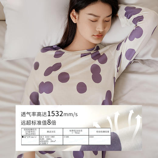 金三塔真丝睡衣女100%桑蚕丝圆点印花休闲外穿宽松家居服 YZFFC702+YZFFC902 商品图1
