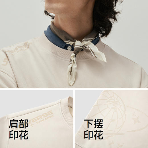 [商场同款]森马卫衣男仿麂皮绒印花圆领上衣2025新款秋装休闲时尚 商品图3