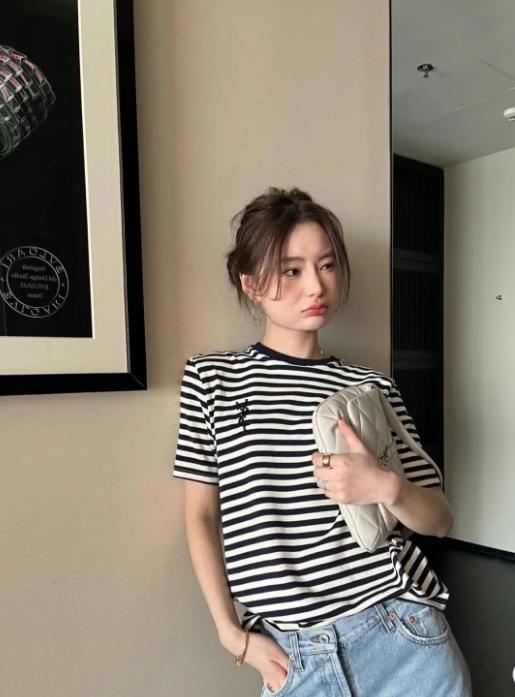 💥💥【MOMOTIABIN圆领撞色条纹刺绣YMC054】🌻马上迎来最热的天气💗 我本身就是微胖型的身材✨ 这个简直绝了所有的缺点一扫而光，叫我能如何不爱呢？ 商品图4