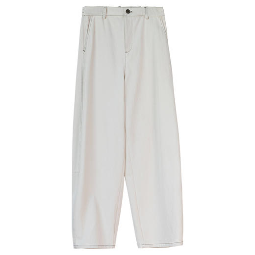 牧衣游原创 棉麻净色手工刺绣休闲裤通勤百搭简约宽松阔腿裤 南亭 商品图4