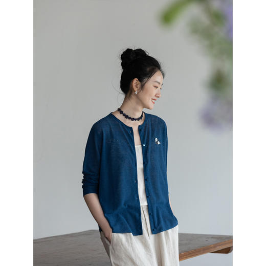 牧衣游原创 手绣棉麻混纺薄毛织外套柔软舒爽百搭开衫 编织时光 商品图3