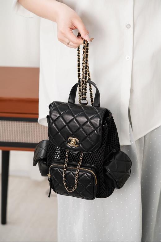 香奈儿 25s镂空网纱双肩包 黑金小号（LZ） 商品图4