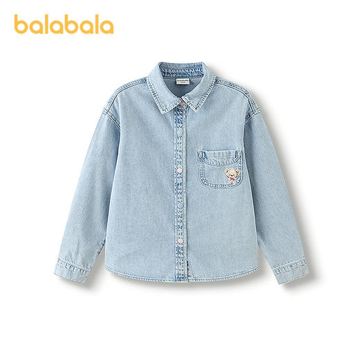 【商场同款】巴拉巴拉女童衬衫儿童长袖2025新款秋全棉牛仔衫舒适 商品图4
