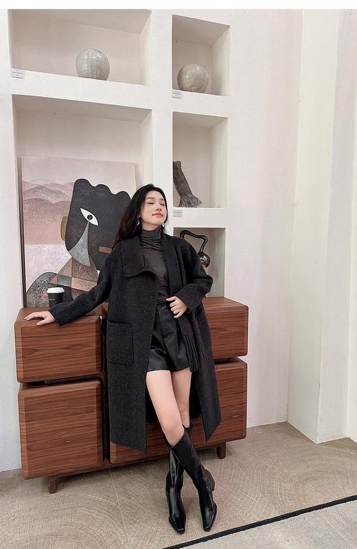 【YW】无忧购围巾款单排扣落肩袖纯色羊毛大衣毛呢外套8806（截单后3-5天发货） 商品图2