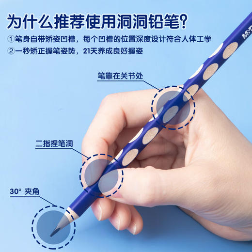 【班小二用户专享】晨光(M&G)文具 2B洞洞铅笔48支 小学生练字铅笔 儿童正姿矫姿 三角木杆铅笔 沾顶易抓握 商品图5