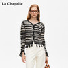 天猫同步【时髦复古】拉夏贝尔/La Chapelle复古小众流苏条纹长袖针织开衫女V领短款毛衣 商品缩略图2