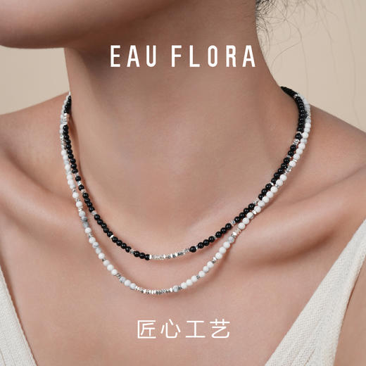 【烟雨江南】黑玛瑙&白松石项链 商品图4