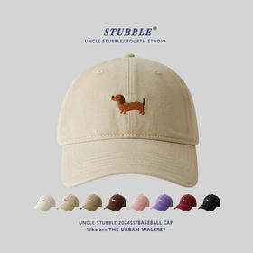 原创设计~腊肠狗刺绣棒球帽男女ins韩系百搭宽帽檐显脸小鸭舌帽子