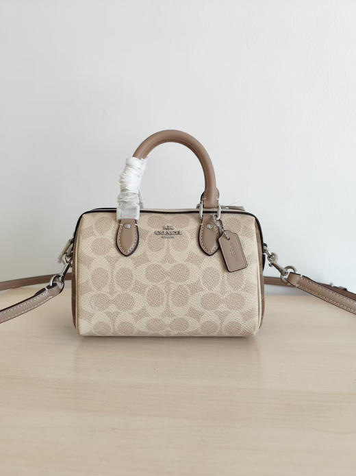 COACH蔻驰可拆卸肩带 PVC 波士顿包单肩斜挎手提包 小号 女款 奶茶色（CB） 商品图0