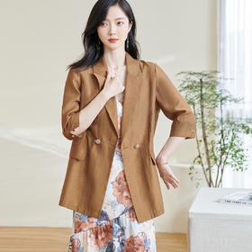 米思阳2026春季新款时尚天丝七分袖外套薄款通勤宽松上衣女0808