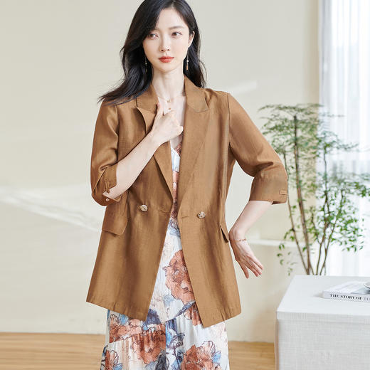 米思阳2026春季新款时尚天丝七分袖外套薄款通勤宽松上衣女0808 商品图0