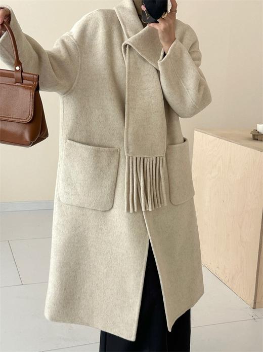 【YW】无忧购围巾款单排扣落肩袖纯色羊毛大衣毛呢外套8806（截单后3-5天发货） 商品图5