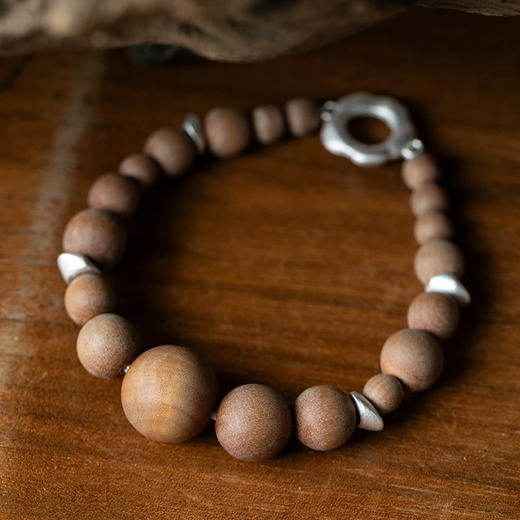 牧衣游原创 925银檀木珠手链新款禅意复古 茹沁【不支持会员折】 商品图1