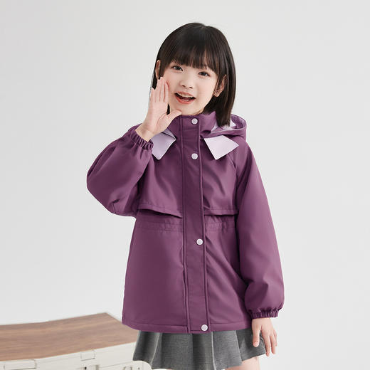 笛莎Deesha 童装女童外套2025冬新款女童撞色甜美兔耳领子收腰外套 商品图0