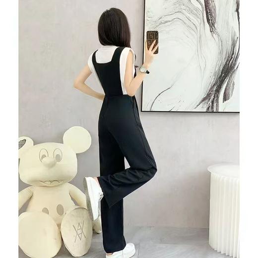 双十二福利！【诗铭洛可】XC2290新款黑色长裤女春夏季修身显瘦直筒宽松阔腿背带裤 商品图3