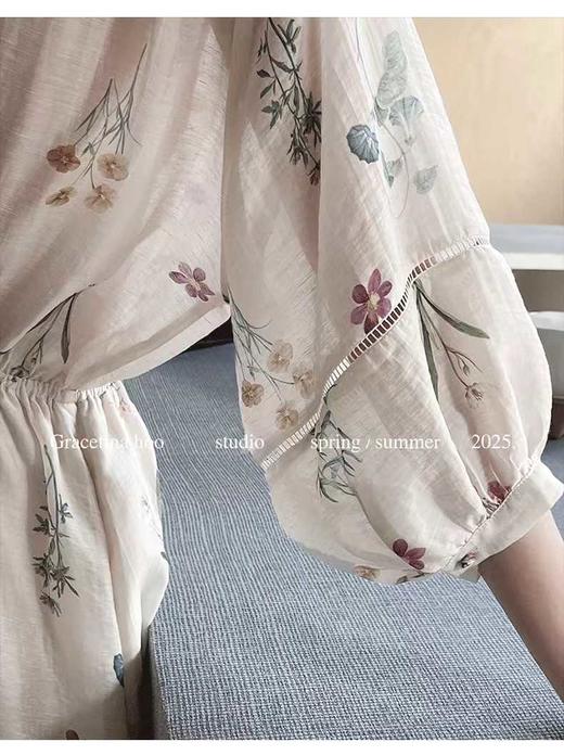 小众V领法式风情花卉排扣慵懒风显瘦连衣裙 商品图13