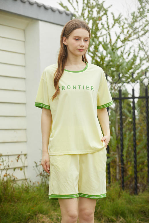 【满2件/99元】【秀黛】女撞色休闲短袖套装女士夏季睡衣家居服L2551054T【门店同款】【如遇缺货自动退款，介意勿拍】 商品图2