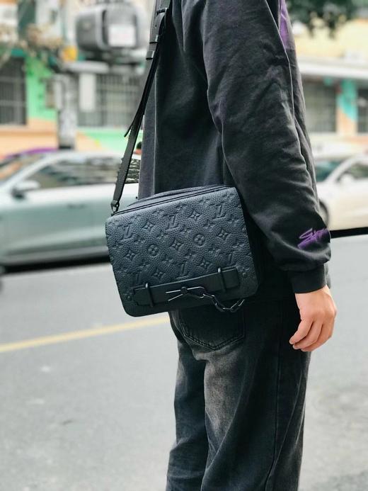 驴家 黑色全皮压花 STEAMER 邮差包(JPH) 商品图2