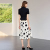 IWY/知性气质_黑色利落剪裁短袖西装女神范波点半身裙两件套CS2295 商品缩略图4