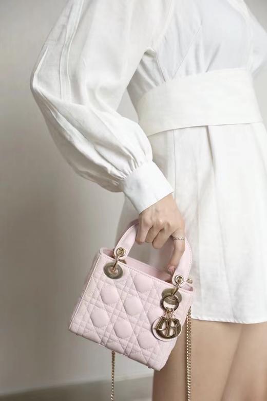 迪奥-Lady 粉色藤格纹漆GR原厂羊皮 mini 三格（LZ） 商品图2