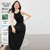 【专属特价】熙世界通勤撞色圆领无袖连衣裙女夏季高级感气质显瘦黑色背心长裙 商品缩略图0