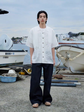 Evistub/E-5XCS688/古巴领衬衫短袖男夏季