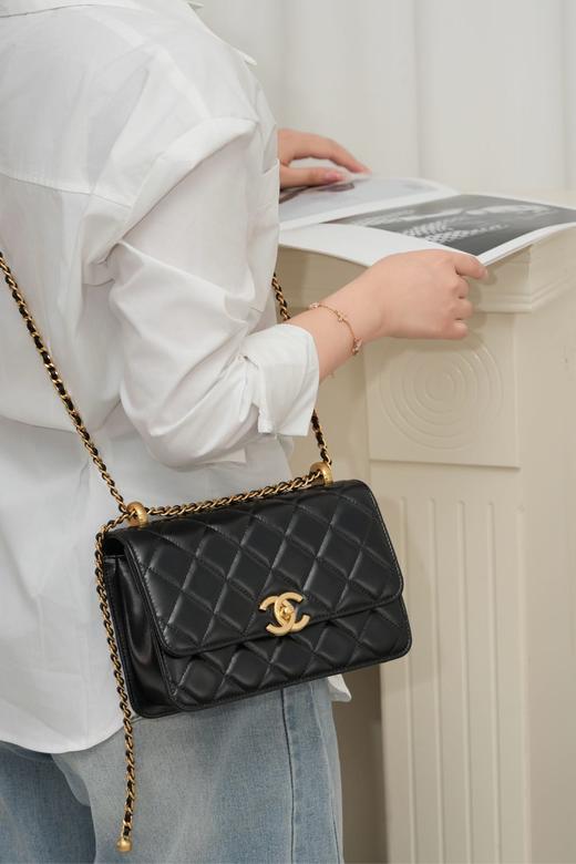 香奈儿 25S原厂小牛皮 双金球 黑色 （LZ） 商品图3