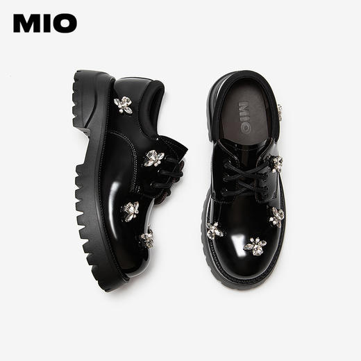MIO米奥牛津鞋圆头学院风千金乐福钻饰厚底松糕鞋女M254514466 商品图3