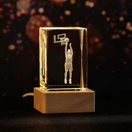 水晶球篮球明星内雕球星手办发光小夜灯桌面摆件创意礼品（图案随机） 商品图1