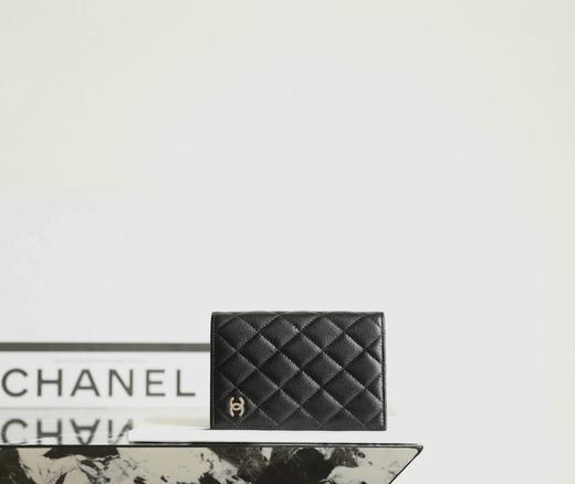 香奈儿经典护照夹 鱼子酱牛皮黑色淡金 （LZ） 商品图1